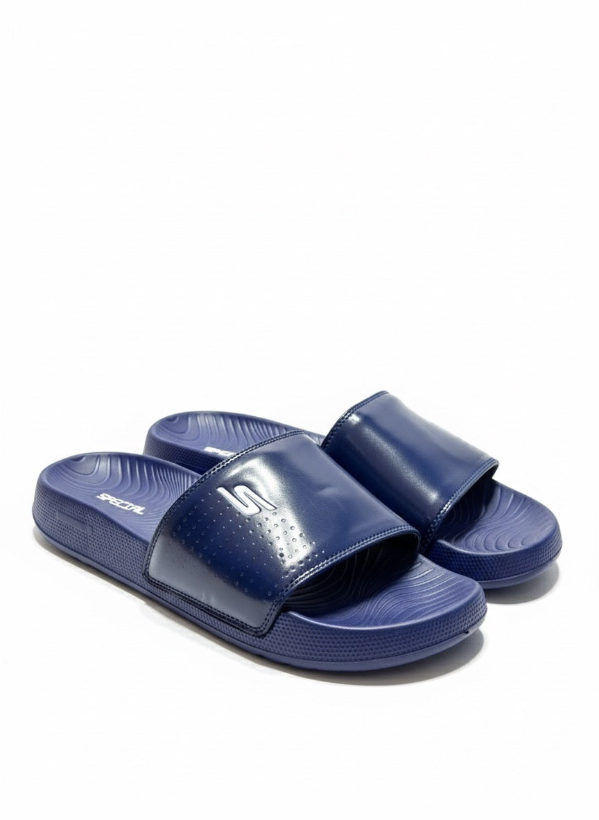 Skechers-Inspired Blue Slippers – Trendy, Soft & Medicated Sole for Daily Comfort